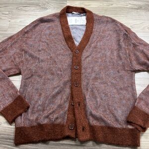Zara Alpaca Wool Blend Cardigan Lightweight Sheer Brown Men’s Large $70 NWT